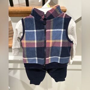Carter's Blue and Pink Plaid Baby Outfit, 3 piece set, NWT